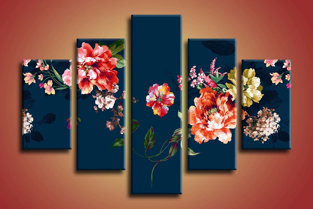 obraz na stenu Farebné kvety 5 dielne