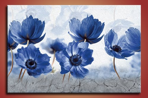 obrazy na stenu modré kvety 1 dielny