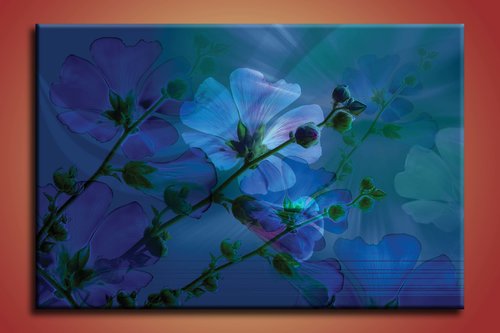 obraz na stenu modre kvetinky KV 1