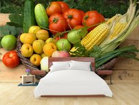 fototapeta na stenu zelenina v prutenom kosi 1