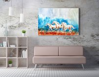 obraz na stenu biele kone 10