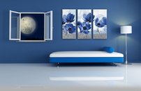 obrazy na stenu modré kvety 3 dielny