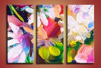 obrazy na stenu olejomaľba kvety 3 dielne