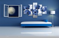 obrazy na stenu modré kvety 5 dielny