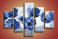 obrazy na stenu modré kvety 5 dielny