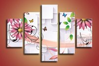 obraz na stenu 3D tapeta kvet 5 dielny