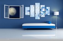 obraz na stenu 3D tapeta kvet 5 dielna