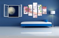 obraz na stenu 3D tapeta kvet 5 dielny