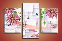 obraz na stenu 3D tapeta kvet 3 dielny