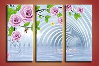 obraz na stenu 3D tapeta kvet 3 dielne