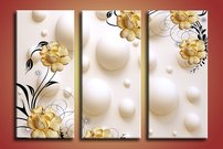 obraz na stenu 3D tapeta kvet 3 dielne