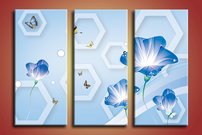 obraz na stenu 3D tapeta kvet 3 dielna