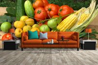 fototapeta na stenu zelenina v prutenom kosi 2