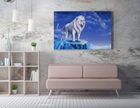 obraz na stenu biely lev 8