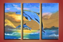 obraz na stenu delfiny v mori 3