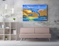 obraz na stenu delfiny v mori 9