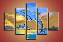 obraz na stenu delfiny v mori 4