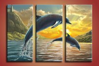 obraz na stenu dva delfiny 3