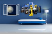 obraz na stenu zena a auto 5