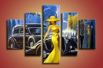 obraz na stenu zena a auto 2