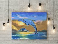 obraz na stenu delfiny v mori 8