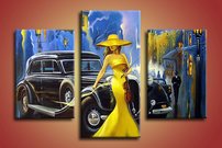 obraz na stenu zena a auto 3