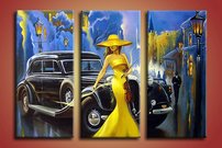 obraz na stenu zena a auto 4