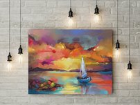 obraz na stenu malovana lodka 2